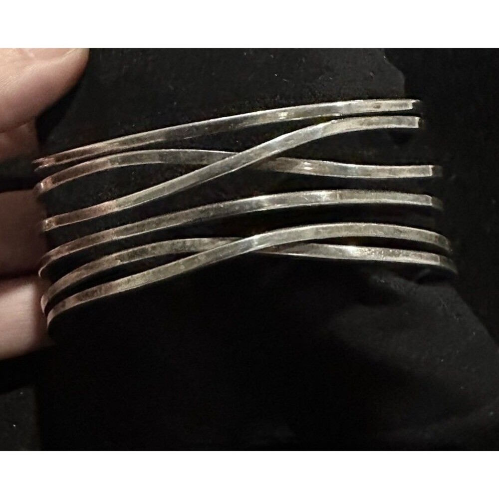 Silpada Isreal Sterling Silver 925 Cuff Bracelet Retired Modernist Criss Cross